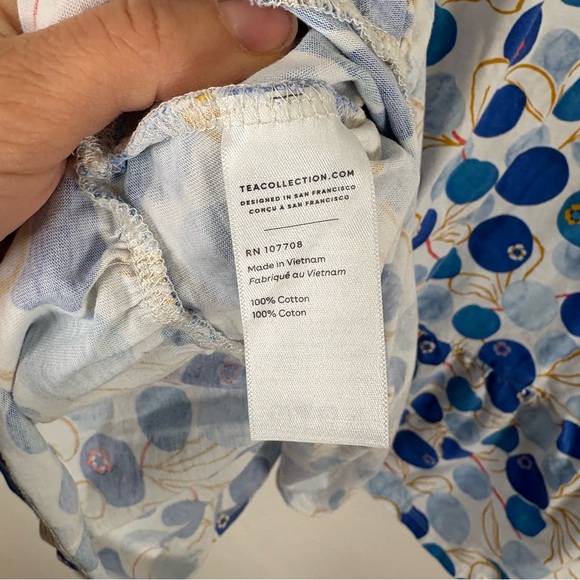 Tea Collection Long Sleeve Ruffle Dress Blueberry Print Size 14 - Picture 3 of 6